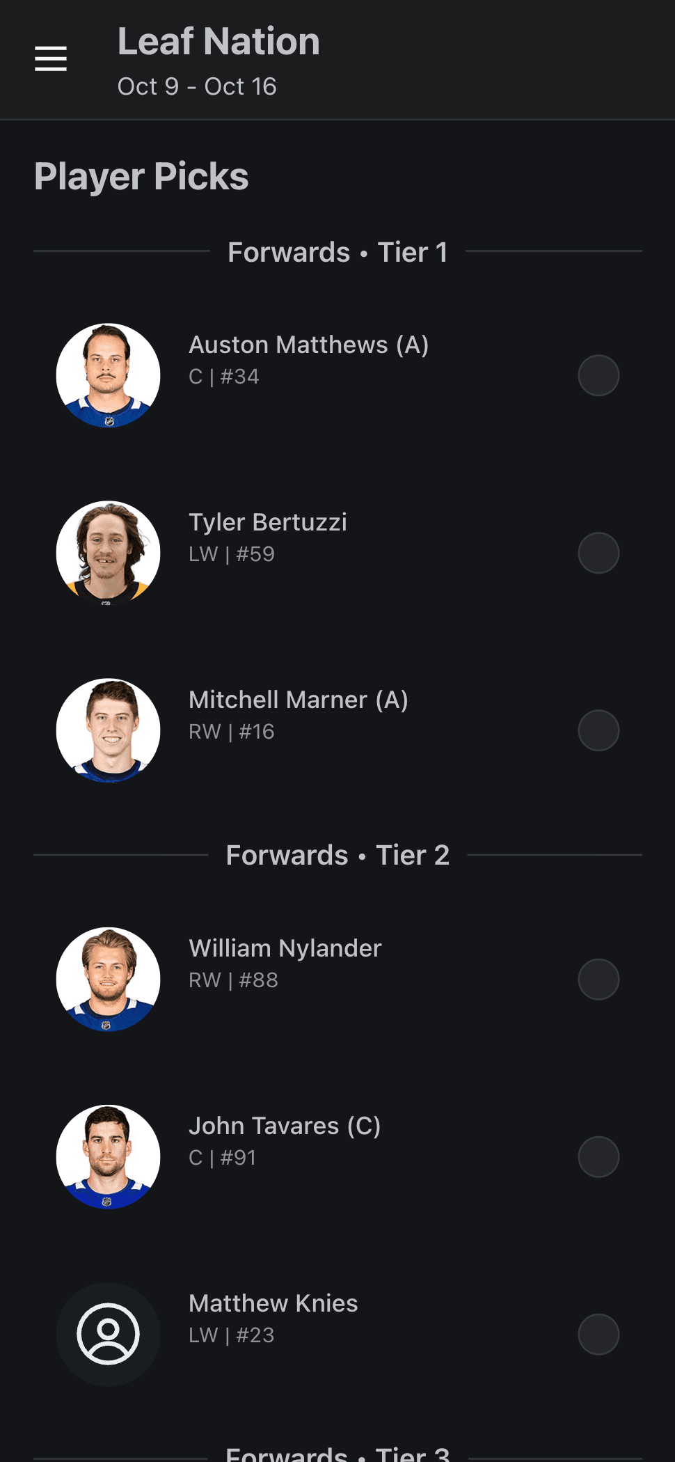 Demo - Player Picks